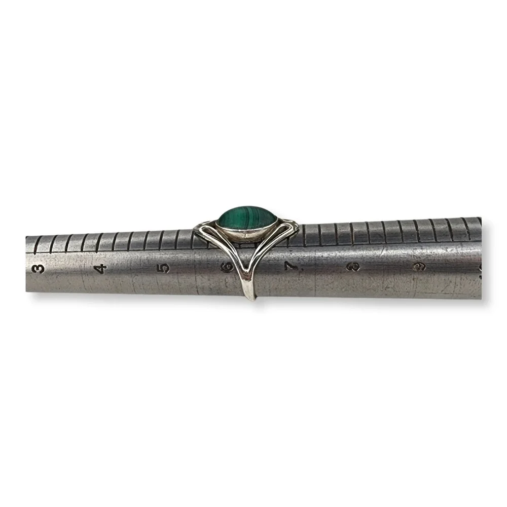 Vintage Sterling Silver 925 Malachite Stone Ring Size 6.5